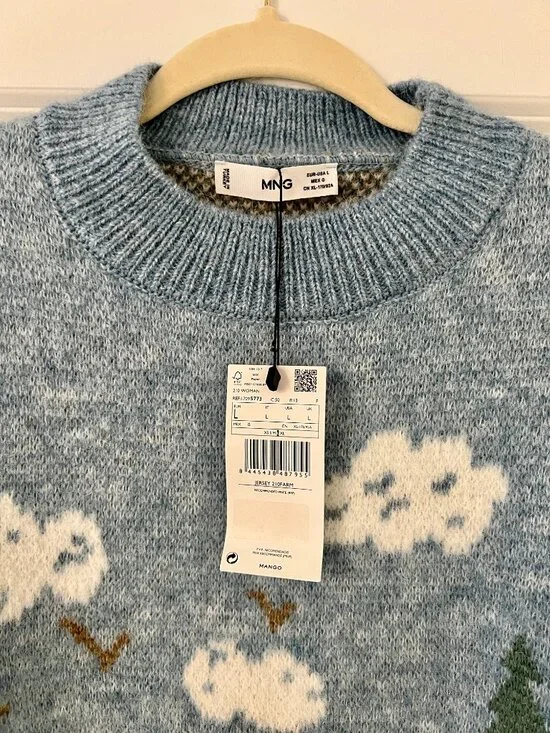 Mango Blue Landscape Sweater, NEW - Picture 2 of 4